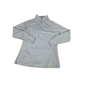 FootJoy FJ Gray Athletic Quarter Zip Pullover Golf Top Neon Accent Performance‎